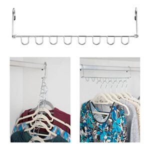 kleverise 4 pack metal space saving hangers - 8 slots stainless steel clothes hangers magic cascading hangers - clothing closet space saver storage extender organizers