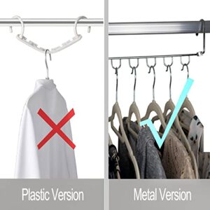 KLEVERISE 4 Pack Metal Space Saving Hangers - 8 Slots Stainless Steel Clothes Hangers Magic Cascading Hangers - Clothing Closet Space Saver Storage Extender Organizers