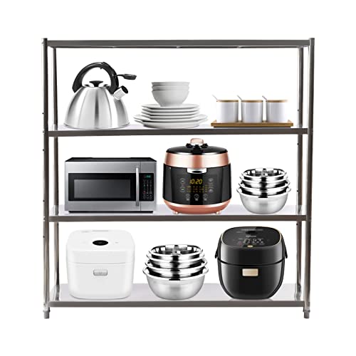 DYRABREST Stainless Steel Shelving Adjustable Shelf Storage Unit Stainless Steel Heavy Duty Shelving for Kitchen Commercial Office Garage Storage