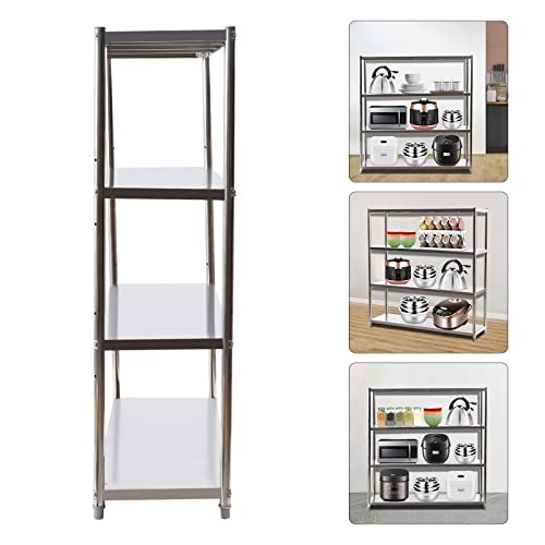 DYRABREST Stainless Steel Shelving Adjustable Shelf Storage Unit Stainless Steel Heavy Duty Shelving for Kitchen Commercial Office Garage Storage