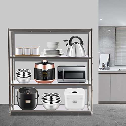 DYRABREST Stainless Steel Shelving Adjustable Shelf Storage Unit Stainless Steel Heavy Duty Shelving for Kitchen Commercial Office Garage Storage