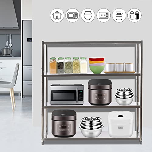 DYRABREST Stainless Steel Shelving Adjustable Shelf Storage Unit Stainless Steel Heavy Duty Shelving for Kitchen Commercial Office Garage Storage