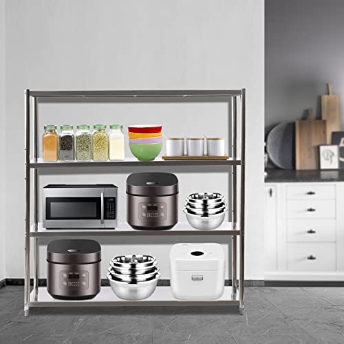 DYRABREST Stainless Steel Shelving Adjustable Shelf Storage Unit Stainless Steel Heavy Duty Shelving for Kitchen Commercial Office Garage Storage