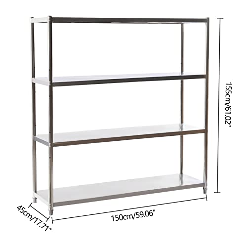 DYRABREST Stainless Steel Shelving Adjustable Shelf Storage Unit Stainless Steel Heavy Duty Shelving for Kitchen Commercial Office Garage Storage