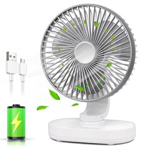conbola small oscillating desk fan portable table fan rechargeable usb battery powered quiet personal fan dual adjustable angle desktop air circulate fan with 4 speed for home office travel outdoor