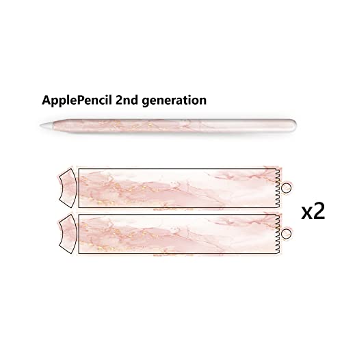 TACKY DESIGN Marbel Skin Compatible with Apple Pencil Skin- Vinyl 3m, Pink with Gold Glitter Color Pencil Sticker, Apple Pencil Cover Full wrap (2nd Generation)