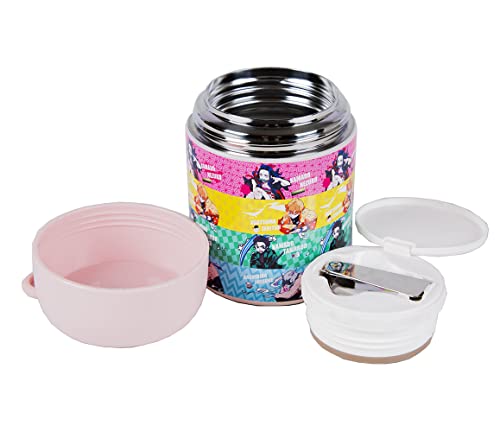 Maxerkeep Food Thermos Japanese Anime Kamado Tanjirou17oz Vacuum Insulated Soup Flask Stainless Steel Lunch Container for Hot Food,Food Jar for Toddlers & Kids