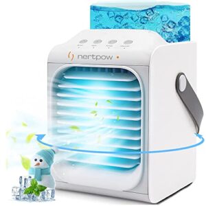 portable air conditioners, mini air conditioner evaporative air cooler 90° oscillating with 7 led lights, rechargeable fans for room office outdoor car camping tent