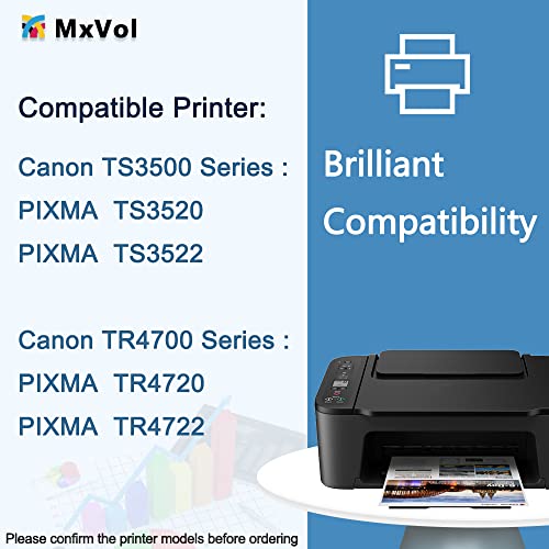 MxVol 275XL 276XL Remanufactured Ink Cartridge Replacement for Canon 275 and 276 XL PG-275XL CL-276XL Ink for Canon PIXMA TS3520 TS3522 TS3500 TR4720 TR4722 TR4700 Printers (1 Black, 1 Color Combo)