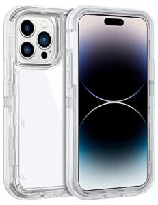 coolden for iphone 14 pro max hybrid clear phone case, heavy duty protective dual layer shockproof case with hard pc bumper soft tpu back for iphone 14 pro max 6.7 inch transparent