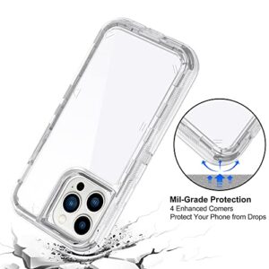 Coolden for iPhone 14 Pro Max Hybrid Clear Phone Case, Heavy Duty Protective Dual Layer Shockproof Case with Hard PC Bumper Soft TPU Back for iPhone 14 Pro Max 6.7 inch Transparent