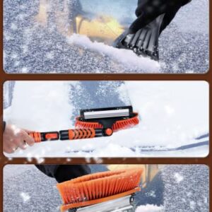 WARSUN 41.5" Snow Brush Ice Scraper for Car Windshield 3 in 1 with Squeegee Extendable Aluminum Handle Adjustable Length 34-41.5" 270° Pivoting Snow Scraper for Car Truck SUV