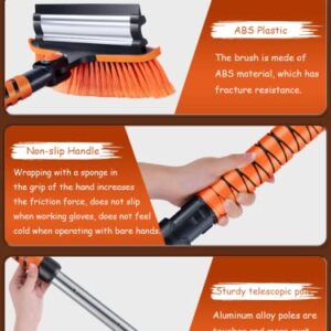 WARSUN 41.5" Snow Brush Ice Scraper for Car Windshield 3 in 1 with Squeegee Extendable Aluminum Handle Adjustable Length 34-41.5" 270° Pivoting Snow Scraper for Car Truck SUV