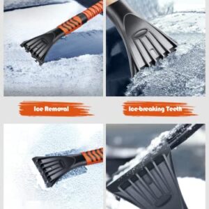 WARSUN 41.5" Snow Brush Ice Scraper for Car Windshield 3 in 1 with Squeegee Extendable Aluminum Handle Adjustable Length 34-41.5" 270° Pivoting Snow Scraper for Car Truck SUV