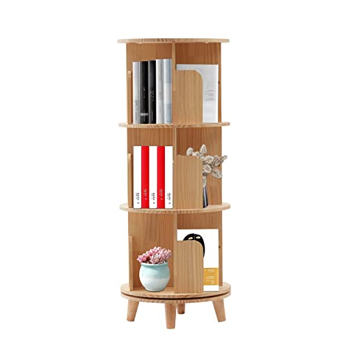 OCASAMI 3 Tier Rotating Bookshelf 360 Display Floor Standing Shelves Bookshelf Book Storage for Kids&Adults, Wood Bookshelf Organizer, Cornerbookshelf, Space Saving(40"x18"x18")