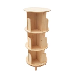 OCASAMI 3 Tier Rotating Bookshelf 360 Display Floor Standing Shelves Bookshelf Book Storage for Kids&Adults, Wood Bookshelf Organizer, Cornerbookshelf, Space Saving(40"x18"x18")