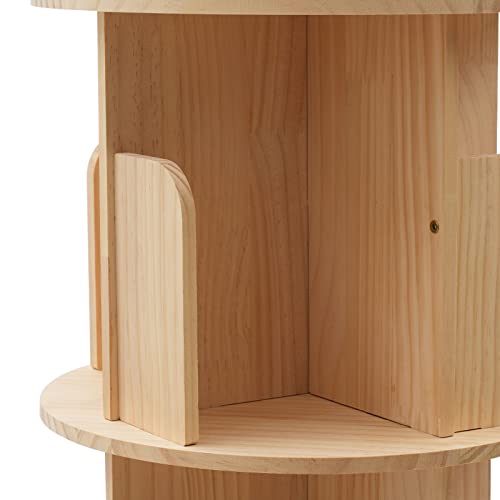 OCASAMI 3 Tier Rotating Bookshelf 360 Display Floor Standing Shelves Bookshelf Book Storage for Kids&Adults, Wood Bookshelf Organizer, Cornerbookshelf, Space Saving(40"x18"x18")