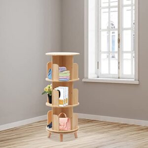 OCASAMI 3 Tier Rotating Bookshelf 360 Display Floor Standing Shelves Bookshelf Book Storage for Kids&Adults, Wood Bookshelf Organizer, Cornerbookshelf, Space Saving(40"x18"x18")