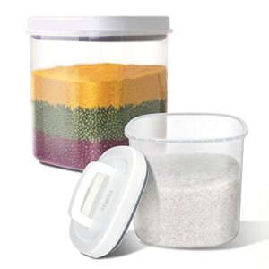 tbmax extra large flour and sugar containers - 2 pack 20 lbs + 10 lbs rice storage container food storage bins with lids | pantry organization and storage containers