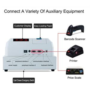 Pos System Cash Register,48-Keys LED Display Electronic Cash Register with Removable Cash Tray and Thermal Printer,Multifunction Cash Register for Small Business/Retail/Restaurant