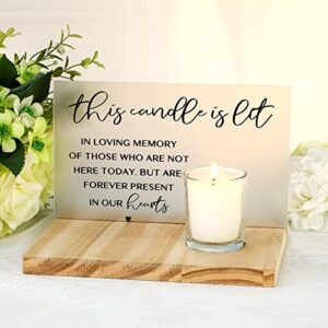 3 pcs sympathy gifts memorial candle acrylic and wooden in loving memory wedding signs for loss of loved one memorial sign bereavement gifts (wing)