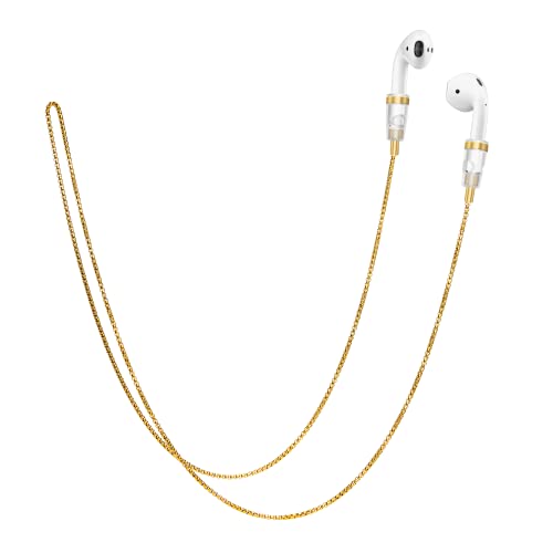 Lawonda AirPods Carrying Straps, Gifts for Mom, Earphone Stainless Steel Necklace Chain Strap Holder Magnetic Neck Connector Cord Anti-Lost Sports String Strap Accessories for Airpods 3/ Pro 1 Gold