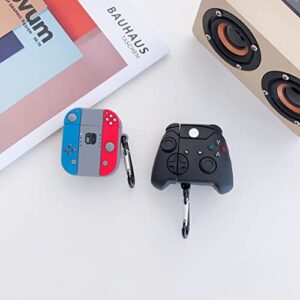 [2 Pcs] Wifantien 3D Cute Gamepad+Switch Case for Airpods 2/1,3D Cute Cartoon Women Girls Kids Kawaii Cool Game Gamepad Shape Keychain Case for Airpods 2nd/Airpods 1st Case (Black Gamepad+Switch)