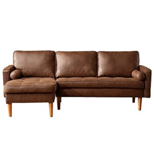 xizzi l shaped sofa convertible sectional sofa 3-seat couch with chaise for living room,l shaped 83 inches dark brown