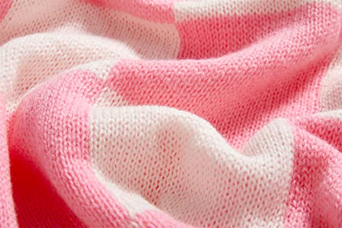 YIRUIO Giant Checkered Spuer Big Oversize Blankets Throw 120''x120'' (10'x10') Extra Large Cozy Knit for Bed Couch Sofa Office Company Home Decor Outdoor (Pink)