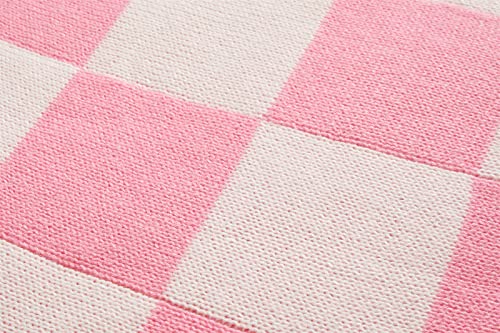 YIRUIO Giant Checkered Spuer Big Oversize Blankets Throw 120''x120'' (10'x10') Extra Large Cozy Knit for Bed Couch Sofa Office Company Home Decor Outdoor (Pink)