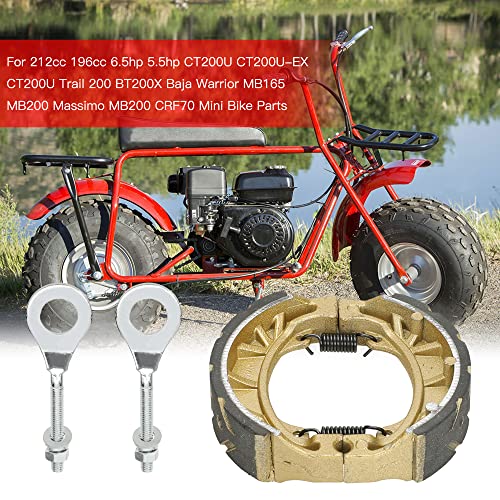 GREHUA CG125 105mm Drum Brake Shoes Pads Chain Tensioner Adjuster Kit for 212cc 196cc 6.5hp Coleman BT200X CT200U Trail 200 CT200U-EX Baja Warrior MB165 Massimo MB200 CRF70 Motorsports Mini Bike Parts