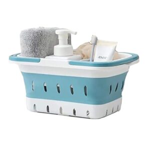 anniya plastic caddy for cleaning supplies products, storage collapsible basket with handles, box organizer bin for bathroom, kitchen, college dorm,gym (blue 1 pack)