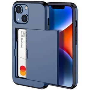 harusaki 𝟐𝟎𝟐𝟑 𝗡𝗘𝗪 for iphone 14 case with card holder, wireless charging compatible iphone 14 wallet case, slim shockproof iphone 14 case wallet (blue)