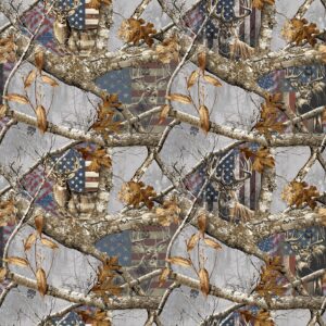 realtree cotton fabric by sykel-licensed realtree edge arctic deer and flag patriotic cotton fabric