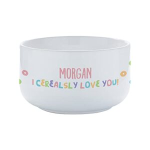 personalization universe i cerealsly love you 14oz kids cereal bowl - customizable, dishwasher and microwave safe, chip-resistant stoneware bowl perfect for cereal, soup, snacks and more