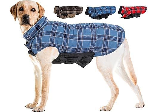 Caslfuca Dog Winter Coat, Winter Dog Extra Warm Coats Dog Fleece Jackets Dog Clothes, Windproof Waterproof Dog Cold Weather Coats for Small Medium Large Dogs and Puppy Apparel (Blue, XXX-Large)