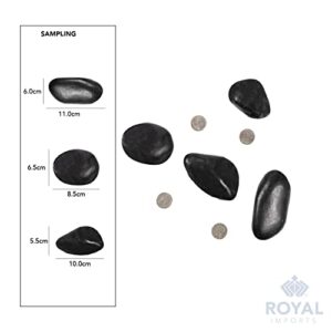 Royal Imports 5LB Decorative Stones River Pebbles Flat Painting Rocks for Fish Aquariums, Plant Gravel, Landscaping, Home Decor Natural - Medium Black