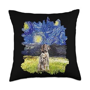 english setter gift for men women & youth starry night impressionist-dog art english setter throw pillow, 18x18, multicolor