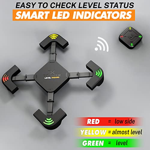 CARMTEK Level Wizard v2.0 - Wireless RV Leveling System | 2022 Camper Leveling System with Extensible Legs for an Accurate Leveling | Fast & Easy Way to Level Your RV