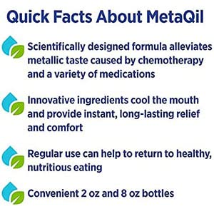 MetaQil Oral Rinse, Relieve Metallic, Bitter and Other Taste Disorders, Made from Natural Ingredients, Cools and Freshens Breath, 8 oz Bottle, 2 Count. Contains A Free Ilios Travel Cup