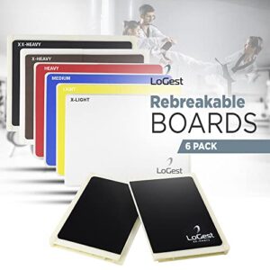 Logest Rebreakable Boards Martial Arts - Taekwondo Karate MMA Boards - Reusable Plastic Training Breaking Boards for Kids & Adults Available in 4 Levels (6 Levels Set - White Y B R B Black)