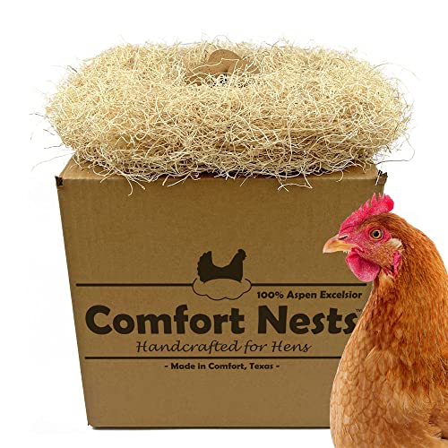 Cackle Hatchery Comfort Nests™ Handcrafted Nest Box Liners from 100% Aspen Excelsior (8 Pack) - Provides Comfort for Hens and Protection for Eggs