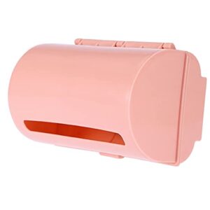 lizealucky adhesive wall mounted trash bags holder storage box multi-purpose garbage bag rack for home bathroom kitchen(pink)