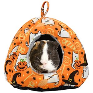 shurung halloween guinea pig hideout bed cave hamster hideout bed house winter warm cozy fleece washable for dwarf rabbit bunny ferret hamster chinchilla hedgehog