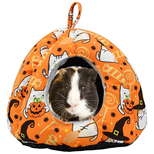 ShuRung Halloween Guinea Pig Hideout Bed Cave Hamster Hideout Bed House Winter Warm Cozy Fleece Washable for Dwarf Rabbit Bunny Ferret Hamster Chinchilla Hedgehog