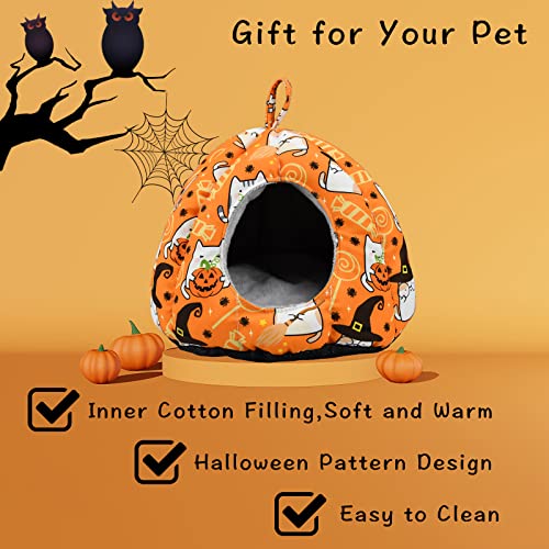 ShuRung Halloween Guinea Pig Hideout Bed Cave Hamster Hideout Bed House Winter Warm Cozy Fleece Washable for Dwarf Rabbit Bunny Ferret Hamster Chinchilla Hedgehog