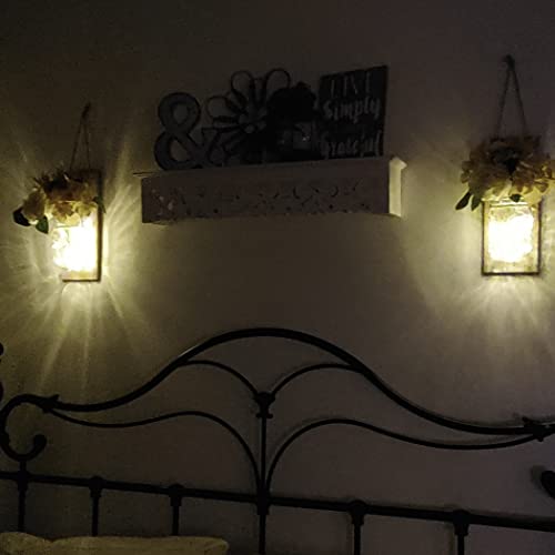 GBtroo Bathroom Mason Jar Wall Art Sconces Handmade fall decor Hanging Design Remote Control LED Fairy Lights Farmhouse Kitchen Decorations Wall Home Decor Living cuadros de pared de sala