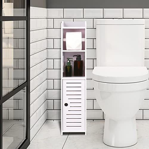 Aomomery Small Bathroom Storage Cabinet,Toilet Paper Stand for Small Spaces,4 Tier Design Slim Storage Cabinet,Waterproof Toilet Storage Cabinet,(Light Lavender)