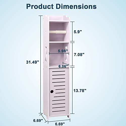 Aomomery Small Bathroom Storage Cabinet,Toilet Paper Stand for Small Spaces,4 Tier Design Slim Storage Cabinet,Waterproof Toilet Storage Cabinet,(Light Lavender)