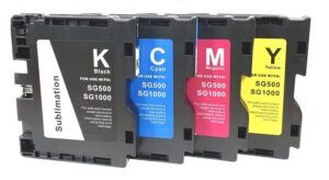 vc sublimation ink cartridge compatible for sawgrass virtuoso sg500 sg1000 printer (1black, 1 cyan, 1 magenta, 1 yellow, 4-pack, with latest upgrade chips version 3.3)